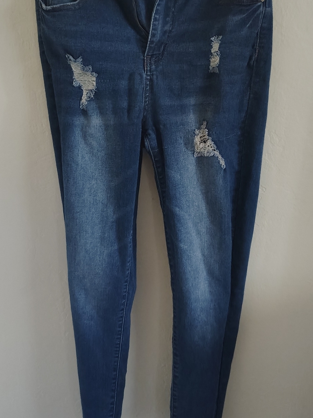 Wax Jean Dark Blue Distressed Skinny Jeans